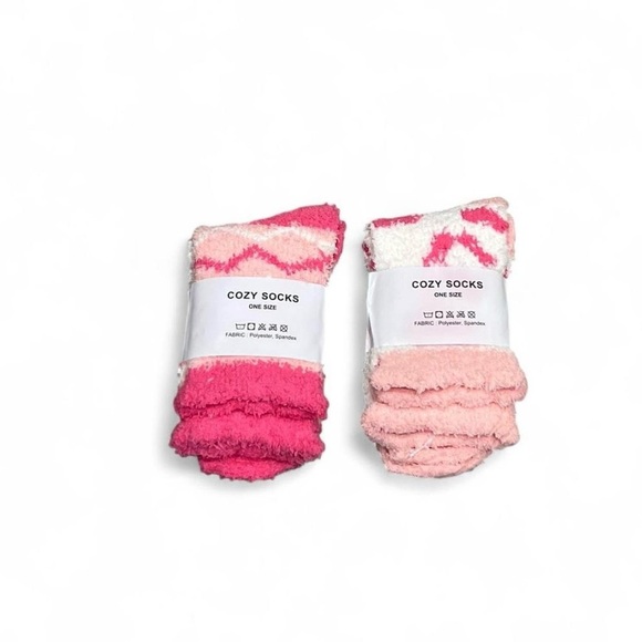 Other - Valentine Pink and Cream Cozy Socks Set of 2 One/Size